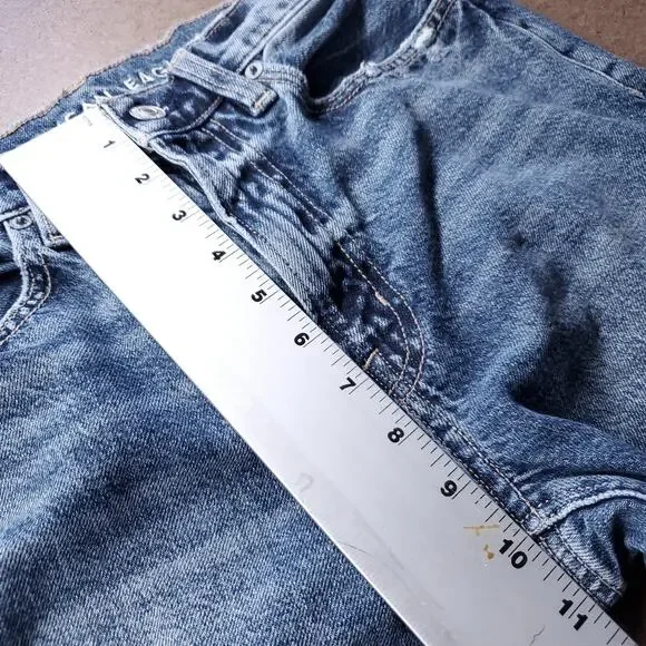 American Eagle Low Rise Baggy Jeans Women 2 Blue Stretch Faded Y2K Skater 90s - Picture 6 of 9